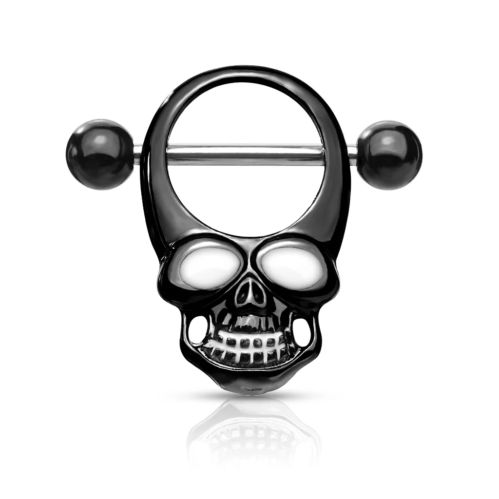 14 Gauge 1/2 Grinning Skull Halloween Nipple Shield - Image 3